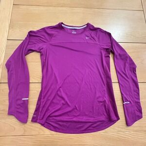 Nike Running Women's Dri-Fit Miler Long Sleeve Crew Neck Athletic Shirt Size L
